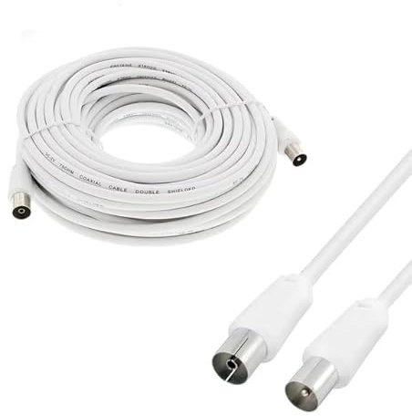 Coaxial Cable Plug To Socket Lead Aerial Coax White TV Male To Female Antenna Socket Extension For Freeview Xfinity T Wow TDS COX DVD VCR Satellite Splitter Connect To Television (2,4,10M) (10Meter)