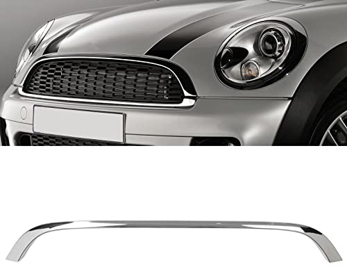 Kühlergrill-Abdeckungsleiste, Front Grill Trim Hood Molding 51132751040 für R55 R56 R57 R58 R59, passend für Clubman, Hatchback, Convertible, Coupe, Roadster (Silber)