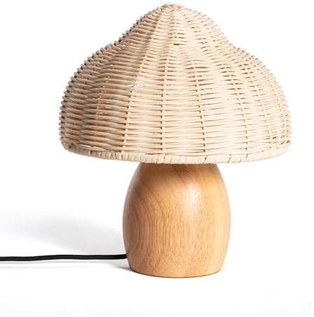 LEDKIA LIGHTING Lampe à Poser Bois et Rotin Karava Naturel