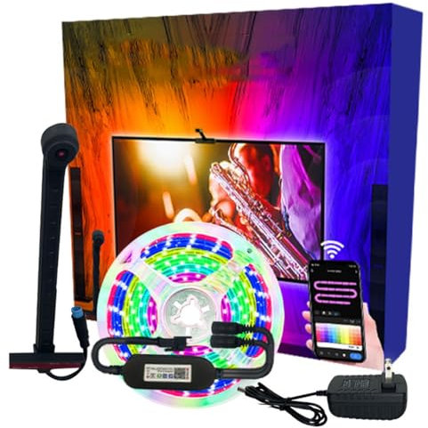 Tira Luz Led Recortable Tira Luces Con Mando A Distancia Control Dual Inteligente Múltiples Modos Sincroniza La Luz Con La Música Y El Sonido Adecuado Para Pantallas De 55-75 Pulgadas(65-75 inches)