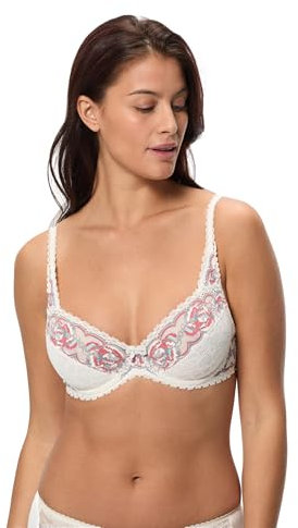 Playtex Flower Elegance Soutien-Gorge à Armatures en Dentelle Femme x1, Fleur D'Ivoire, 100B