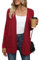 Yommay Cárdigan para mujer elegante suelto casual ligero otoño manga larga suéter con bolsillos, rojo, M