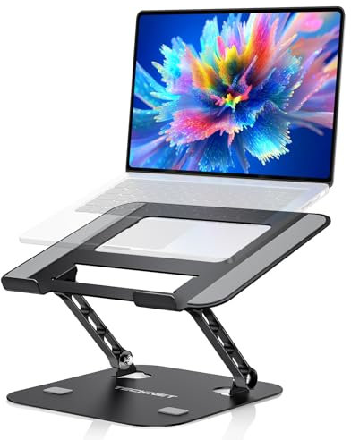 TECKNET Laptop Stander, Height Adjustable Stand for Laptops, Ergonomic Foldable Laptop Holder, Compatible with All 11 to 17.3 Inch Laptops, MacBook and Tablets (Black)