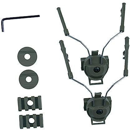 Helmschienenadapter Links Rechts Montierbar, Grün, für Helm und Headset