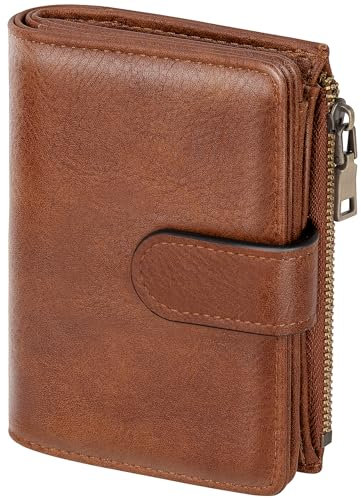 ONEKERUN Geldbörse Damen PU Leder Mittelgroß Portemonnaie Damen Geldbeutel mit RFID Blockierung Portmonee Große Kapazität Brieftasche für Frauen mit Vielen Kartenfächern & Zipper Münzfach