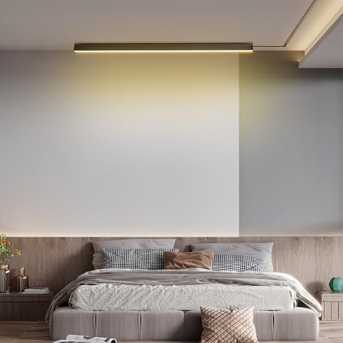 LED Lang Deckenleuchten Moderne Minimalistisch Linear Deckenlampen Aluminium Eisen Interieur Dekorativ Deckenbeleuchtung Rechteckige Design für Büro Wohnzimmer Küche (150cm,Schwarz Warmes Licht)