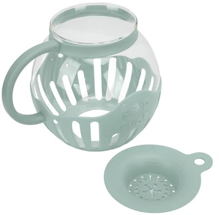 Glass Microwave Popcorn Jug, Popper 2.13L Glass Corn Doves Easy to Clean High Efficiency for the Movie Game Party (Blue)