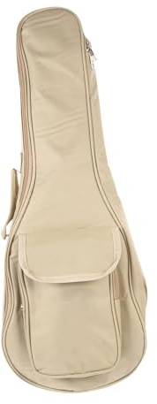 Ukulelentasche 24 Zoll aus 600d Oxford mit Zweiwege Reißverschluss | Beige, mit Schaumstoffpolsterung und Außentasche, Seitlicher Tragegriff, Verstellbare Länge