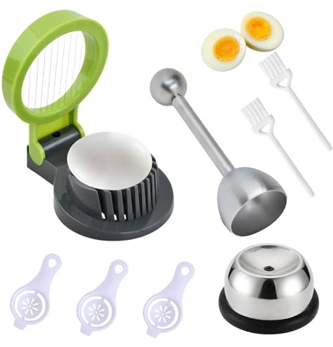 Ziyonix 8 Pièces Coupe Oeufs, 1 Coupe Oeuf à la Coque, 1 Casse Oeuf Inoxydable, 1 Pique-œufs, 3 Separateur Oeuf, 2 Nettoyeurs d'Oeufs Convient pour La Cuisine, Le Restaurant, Le Bar