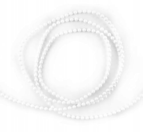NextHook 10m Kugelkette für Jalousien – Ersatzkette aus Kunststoff – 3,2mm / 4,5x6mm / 4,5x12mm – Perlenkette in Weiß, Grau, Transparent – Reparaturkette für Rollos & Plissees (Weiß, 4,5 mm x 6 mm)