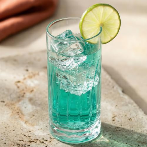 LAV 390ml Wave Highball Glasses - Clear - 6X Tall Dishwasher Safe Glass Water Gin Juice Mixed Drink Cocktail Drinking Hi Ball Tumblers Glassware Set