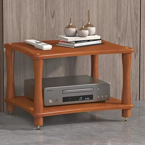 Yuzu Medienständer aus Massivholz, Retro-Stil, 2 Ebenen, Verstärker-Unterstützung für Stereo-Komponenten, AV-Schrank für DVD/CD-Player, Heimkino-Möbel