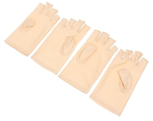 Fahrrad Halbfingerhandschuhe Beige 2 Paare 16,5x9,5x0,6cm | Spandex und Ice Silk, Atmungsaktiv mit UV Schutz, für Outdoor Sport und Fahren