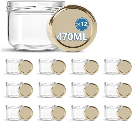 HEEKSE Lot de 12 Bocaux en verre-Terrine 470 ml -avec les couvercles-Fabrication française