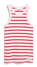 ARMEDANGELS Damen RIPP-Top aus Bio-Baumwoll Mix KANITAA Stripes Fitted Pink Mist-Mars Red M