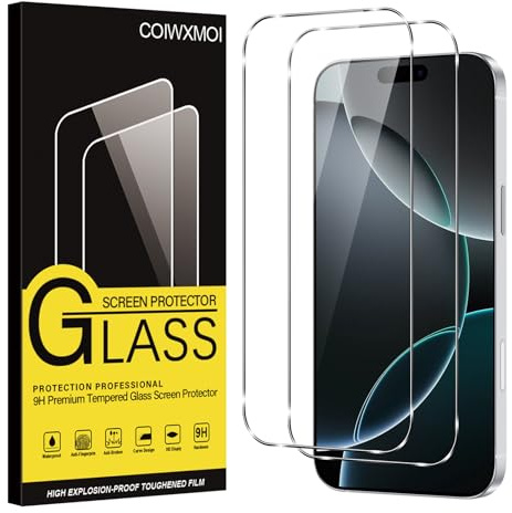 Coiwxmoi Lot de 2 Verre Trempé pour iPhone 16 Pro, Film Protection Écran, 9H Dureté Anti-Rayures Sans Bulles Facile à Installer 0,33mm HD Ultra Transparent Protecteur Vitre
