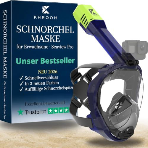 Khroom Schnorchelmaske für Erwachsene Seaview Pro, CO2 sicher