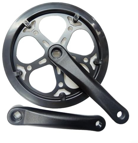 Evenoonest Guarnitura per bicicletta con corona singola, foro quadrato da 170 mm, con protezione per catena, guarnitura per bici elettriche da strada MtB Fixie (52T)