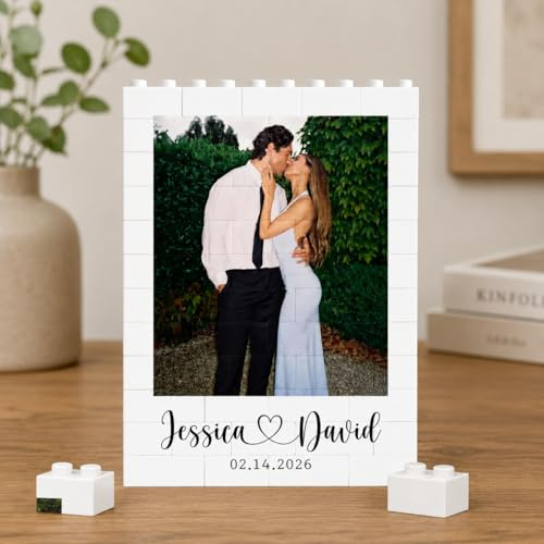 Personalisierte Puzzle Bausteine mit Foto & Text, Fotogeschenke zum Valentinstag Jahrestag Hochzeit Geburtstag, Puzzle Selbst Gestalten, Personalisierte Geschenke für Ihn & Sie, Paare