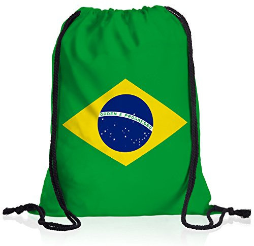 style3 Brasilien Turnbeutel Rucksack Tasche Brazil Flagge WM EM Sport Beutel Festival Fahne Uni Schule Bunt