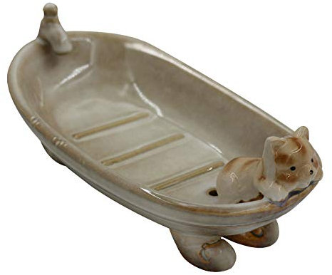 simpletome Seifenschalen Keramik Handarbeit Niedlich Tierische Serie für die Heimtextilien (Katze)