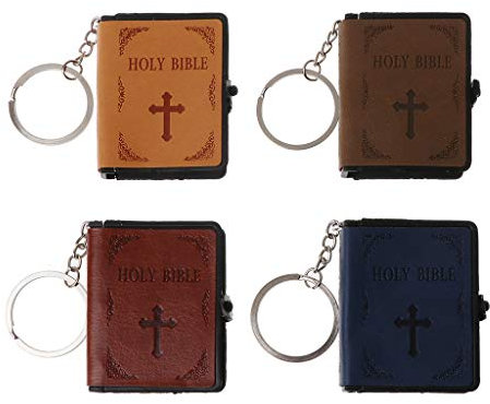 Xuniu Porte-clés Livre De La Sainte Bible en Cuir Porte-clés pour Cadeaux Papa Mari Petit Ami # 1