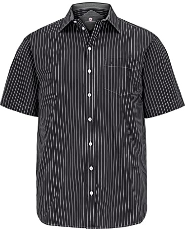 Jan Vanderstorm Herren Streifenhemd Perttu | Kurzarmhemd | reine Baumwolle | Größe L - 7XL