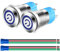 Gebildet 2Piezas 12mm Enclavamiento Pulsador de Botón Interruptores Acero Inoxidable Impermeable Plana Top, Normalmente Abierto SPST ON/Off 12V-24V 3A Pulsador con Enchufe de Cable(LED Azul)