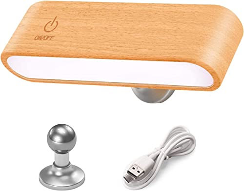 YiLaie LED Wall Lamp, 30H Working 2550mAh Battery Operated Wall Lights, Dimmable Touch Light with Multiple Brightness Levels 360°Rotate Magnetic Ball Suitable for Bedside Writing Desk Wardrobe