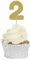 Number 2 Glitter Number Cupcake Toppers - 12pk﻿ (Gold Glitter)