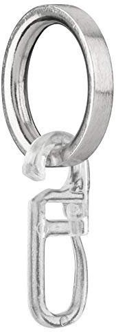 tilldekor Gardinenringe für Gardinenstangen Durchmesser 20mm inklusive Faltenlegehaken Edelstahl-Optik