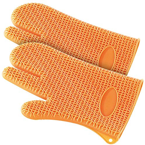 Rosenstein & Söhne Silikonhandschuh: 2er-Set Silikon Hitzeschutzhandschuhe (Backofenhandschuhe Silikon, Ofenhandschuh, Handschuhe Backofen)