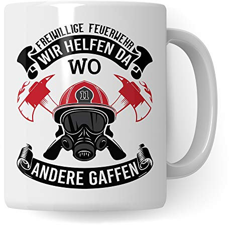 Pagma Druck Tasse Freiwillige Feuerwehr Geschenk, Feuerwehrmann Spruch Becher Geschenkidee, Kaffeetasse Feuerwehrler (Weiß/Weiß)
