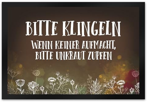trendaffe - Bitte klingeln - Unkraut Fußmatte XL mit Blumen Motiv