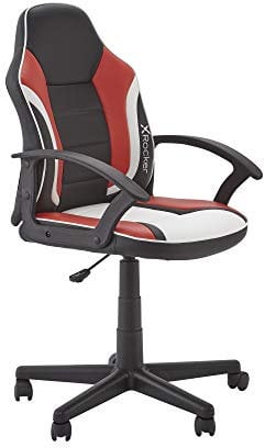 X-Rocker Saturn Esport Gaming-Stuhl mit mittleren Rückenlehnen für Junioren und Jugendliche, kompakter, bequemer PC-Drehstuhl, Schwarz/Rot/Weiß, Universal, 5120201, schwarz/rot/grau/weiß