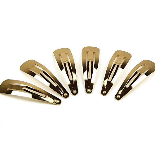 Lot 6 pinces cheveux clic clac dorées 6.8cm