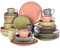 vancasso Navia Jardin Dinner Set, Stoneware Vintage Look Multicolour Dinnerware Tableware, 32 Pieces Dinner Service Set for 8, Include Dinner Plate, Dessert Plate, Cereal Bowl and Mug