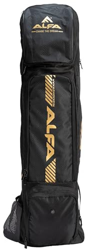 ALFA Jumbo Hockey Stick Cum Kit Bag | Black| Large | Polyester | Lightweight and Durable | Spacious Main Compartment | Ventilated Front Pockets | Top Accessories Pocket