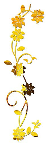 LELE LIFE Adesivi da parete in acrilico con motivo a fiori di vite, decorazione da parete, per casa, soggiorno, camera da letto, colore: oro