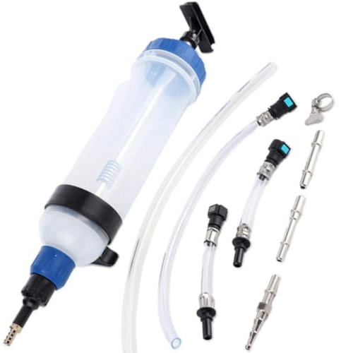 Jeringa Bomba Extractora y Llenado de Aceite 1500 cc – Bomba Manual para Extraer y Transferir Aceite, Combustible y Líquidos – Jeringa Extractora con Adaptadores para Automóvil, Moto y Taller