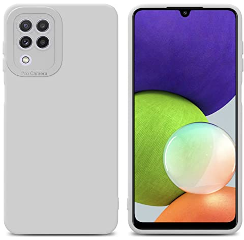 Cadorabo Hülle kompatibel mit Samsung Galaxy A22 4G Schutzhülle TPU Silikon Case Liquid Design mit Kameraschutz Slim Kratzfest Weiche Gummi mit Rundumschutz Case Hülle für Galaxy A22 4G in Weiß