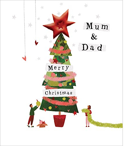 Mum & Dad Merry Christmas Festive Xmas Tree Christmas Card Xmas Greeting Cards 495175