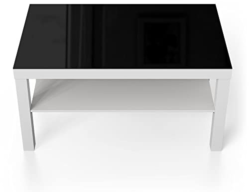 DEQORI Glastisch | weiß groß 90x50 cm | Unifarben - Schwarz | ausgefallener Beistelltisch aus Glas | Hochglanz Couchtisch fürs Wohnzimmer | moderner Couch Tisch mit Design
