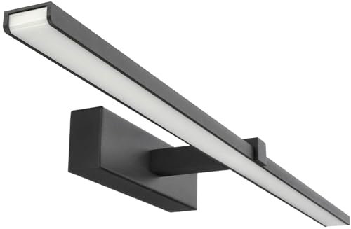 EDO Wandleuchte über Spiegel: Wandlampe Innen, Wandleuchte Innen, Badezimmer Lampe, Dekorative Spiegellampe, ROA LED 60 Sand Schwarz, 4000K, IP44, 60cm Spritzwassergeschützt EDO777246
