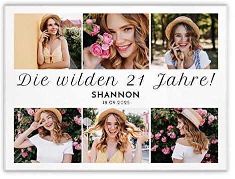 Maverton Fotoleinwand mit eigenem Foto, personalisiertes Fotocollage | Mit Holzrahmen, Größe 30x40 oder 50x70, Wandbild auf Leinwand für für Mädchen, für Frauen, wild, 30 x 40 cm