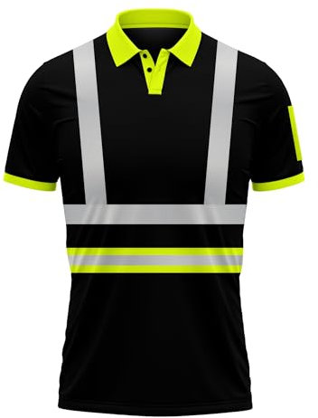 Mymixtrendz Mens New Hi Vis High Visibility Safety Work Wear Short Sleeve 2 Tone Contrast Polo Shirts Work Wear Top S-2XL Yellow Black.