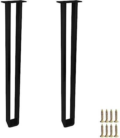 2 Stück Metall Tischbeine Edelstahl Möbelfüße Ersatz Möbelbeine Metallfüße Tischgestell Tischkufen,Stützfuß für DIY Sitzbank,Couchtisch,Esstische,TV-Schrank,mit Schrauben,Schwarz (110cm(43.3in))
