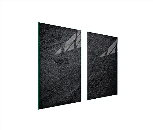 TMK ArtDeko Herdabdeckplatte 1 Teilig 40x52 + 35x52 cm - Spritzschutz Herdabdeckung – Herdschutz aus Sicherheitsglas – Robust, Hygienisch & Rutschfest– Schutz für Induktion, Ceran, Gas & Elektro