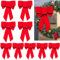 Yanmucy 10 Lazos Grandes de Navidad de Terciopelo Rojo con Borde Dorado con Purpurina, Lazos de Navidad para Exteriores, Decoraciones de Navidad para Coronas de Puerta de árbol de Navidad, de 9.5 x 7