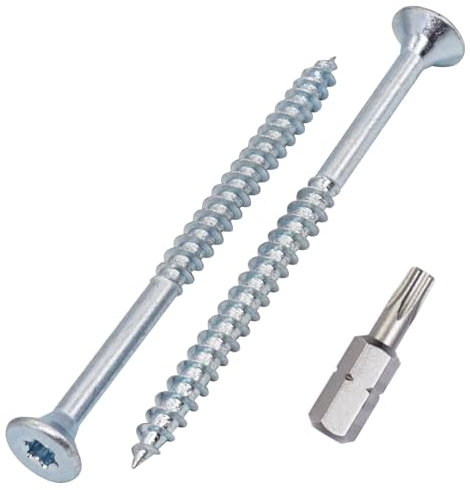 SKIR'CO (60 Pièces) Vis à Bois en Acier Zingué 5,0 x 70 mm, Tête Fraisée Torx, Pour Panneaux d'Aggloméré, Partiellement Filetées